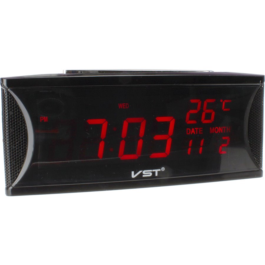 

Часы VST-719W-1 1 дисплей КРАСНЫЙ 220 будильник, календарь, термометр
