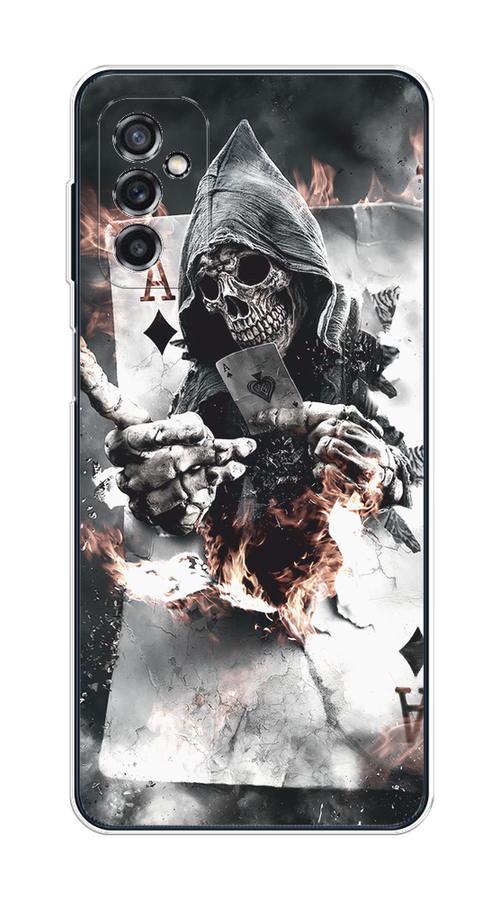 

Чехол на Samsung Galaxy M52 "Карты черепа в капюшоне", Белый;серый, 2104350-1