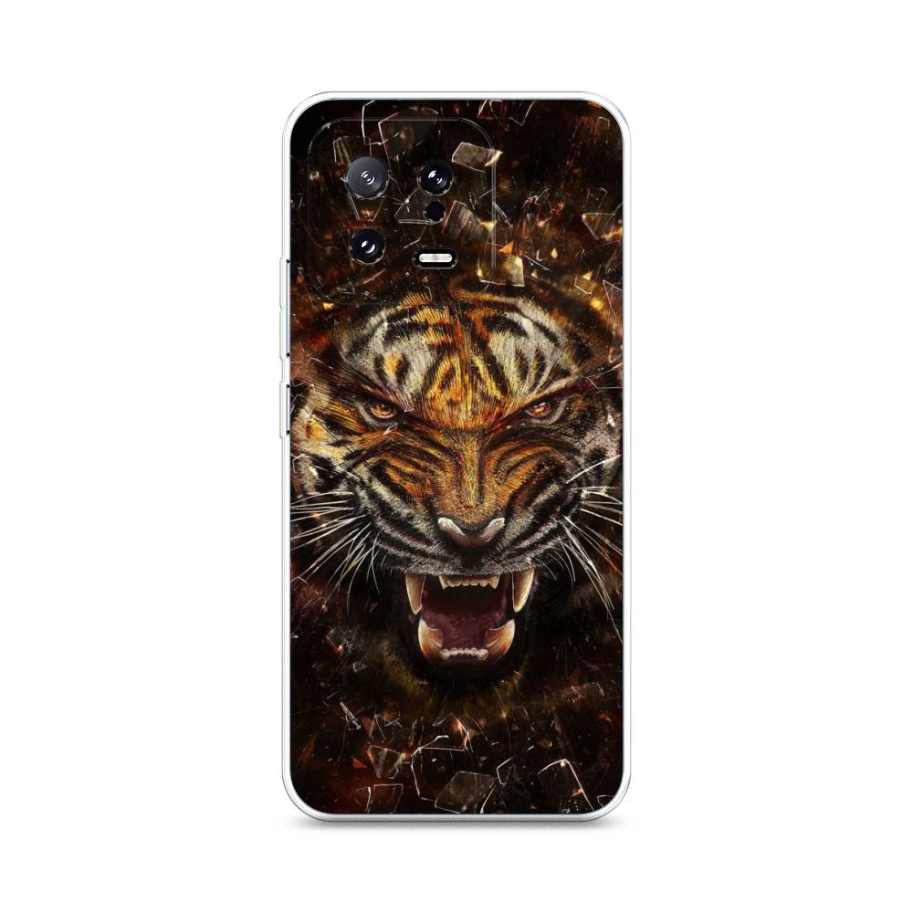 

Чехол на Xiaomi 13 5G "Тигр осколки", Оранжевый;серый;черный, 317250-1