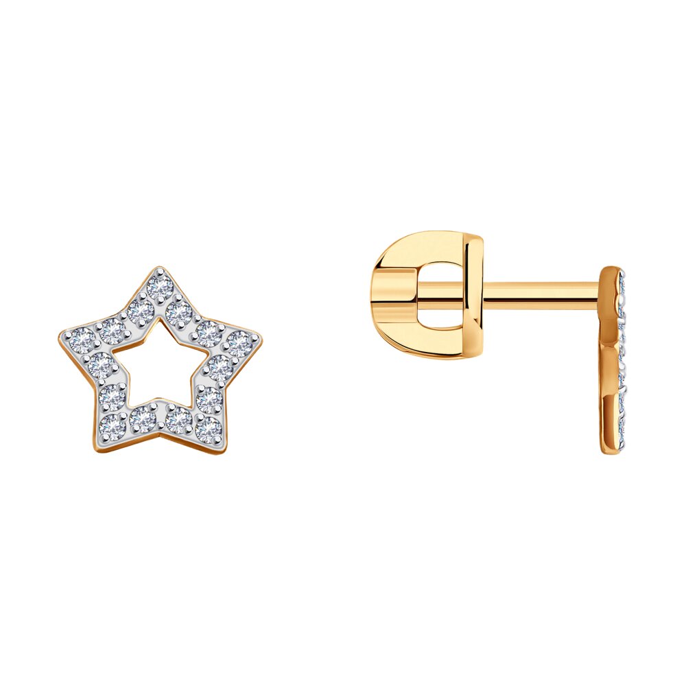 

Серьги пусеты из красного золота SOKOLOV 029930, фианит, 029930