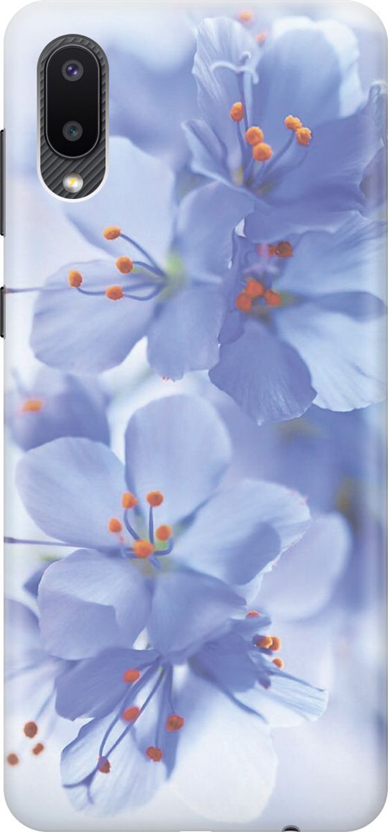 

Силиконовый чехол на Samsung Galaxy A02 "Лазурные орхидеи", Голубой;фиолетовый, 373
