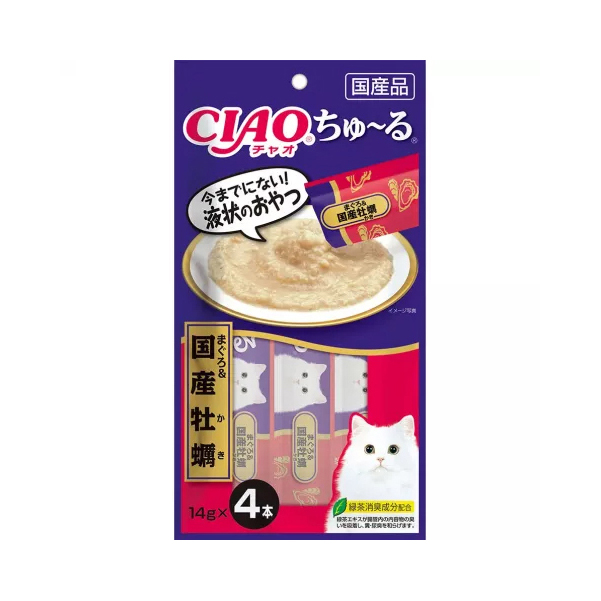 

Лакомство Inaba Ciao Churu желтоперый тунец и устрицы для взрослых кошек 56 г х 6 шт