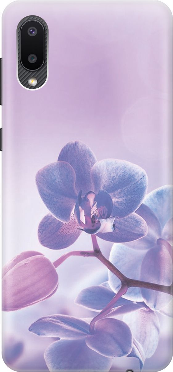

Силиконовый чехол на Samsung Galaxy A02 "Лиловые орхидеи", Голубой;фиолетовый, 373