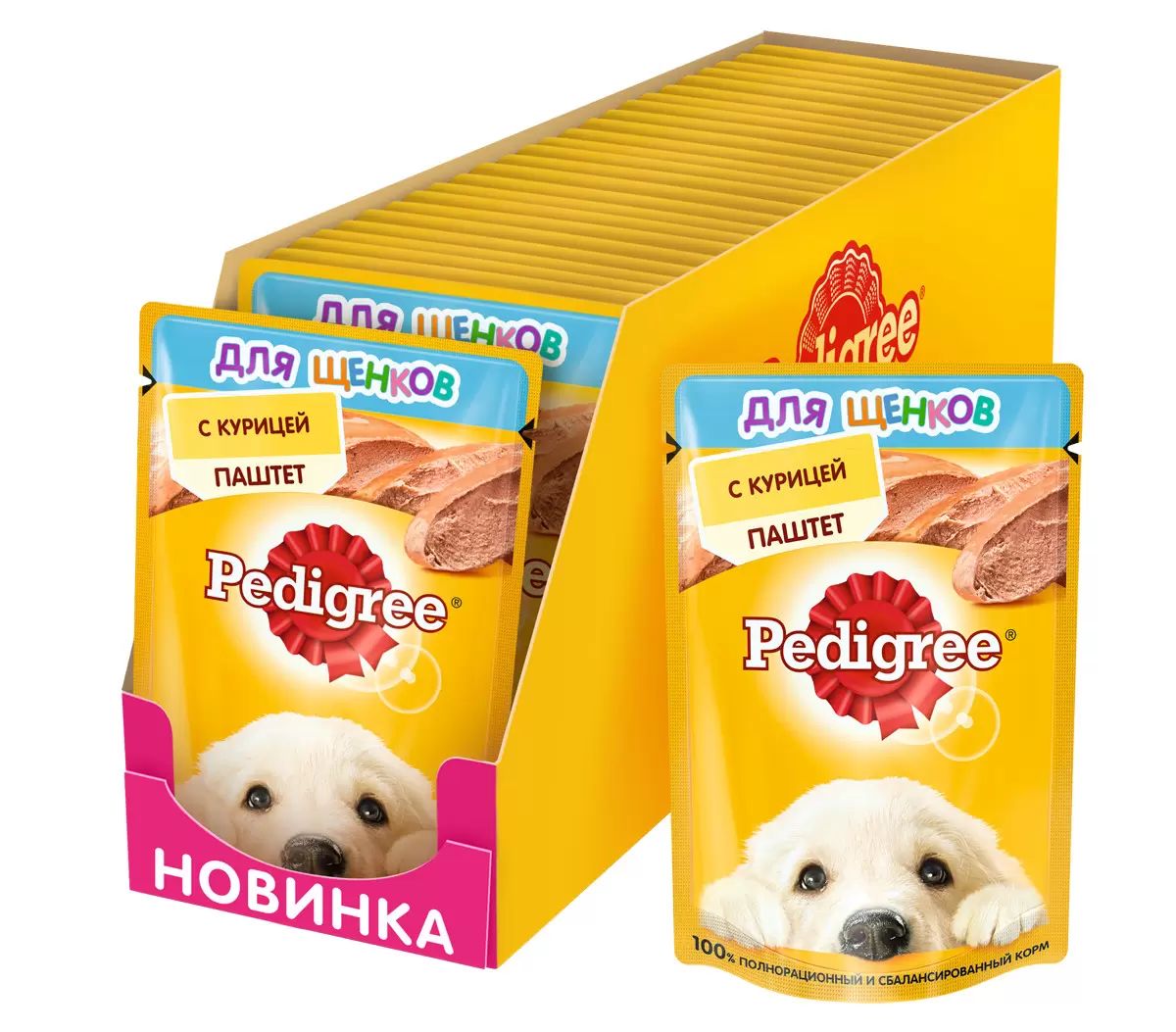 

Влажный корм для щенков Pedigree с курицей, от 1 месяца, 24шт по 80г