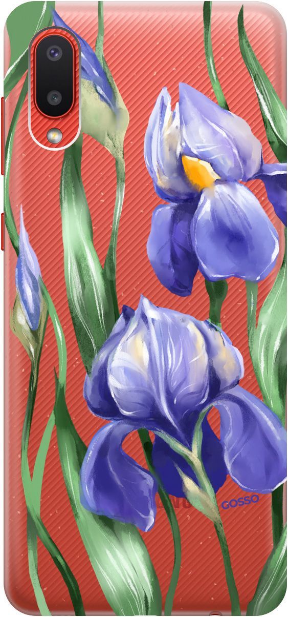 

Чехол на Samsung Galaxy A02 "Amazing Irises" прозрачный, Прозрачный;белый, 679
