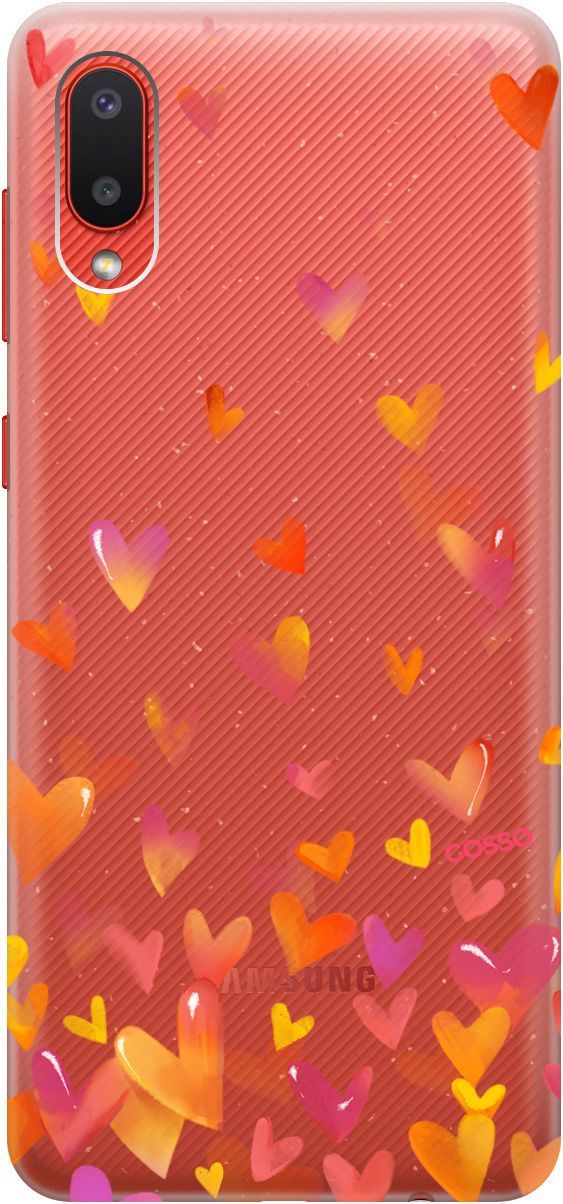 

Силиконовый чехол на Samsung Galaxy A02 "Flying Hearts" прозрачный, Прозрачный;желтый, 679