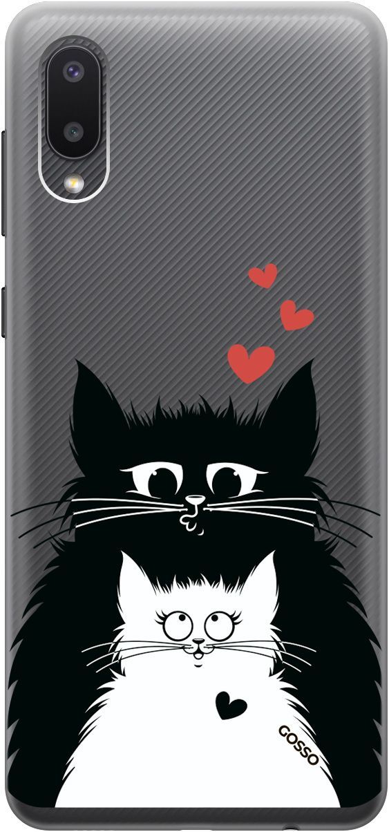 

Силиконовый чехол на Samsung Galaxy A02 "Cats in Love" прозрачный, Прозрачный;белый, 679