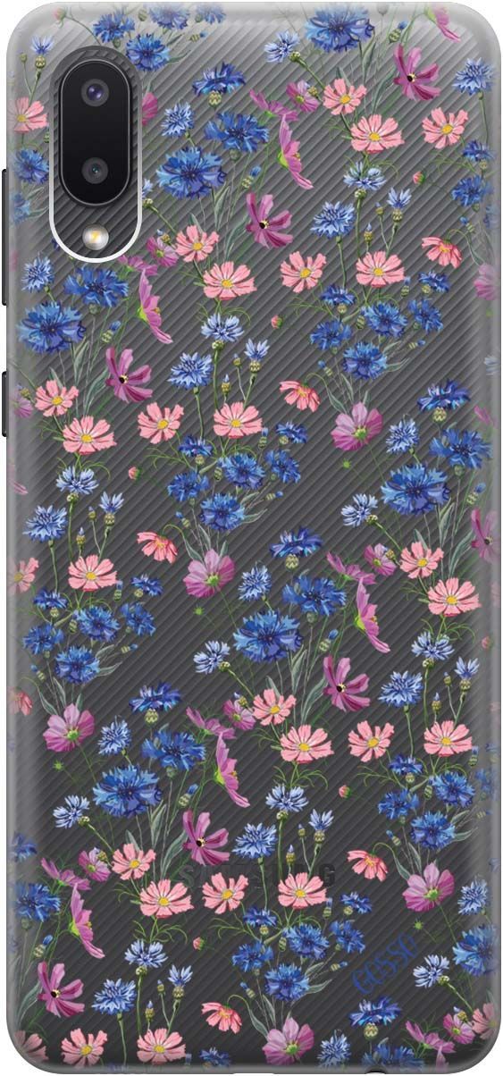 

Чехол на Samsung Galaxy A02 "Lovely Cornflowers" прозрачный, Прозрачный;голубой, 679