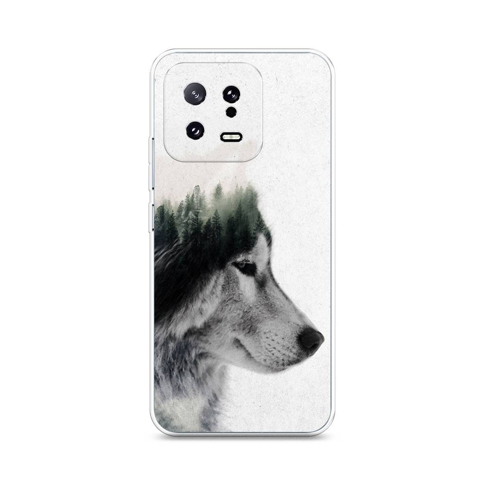 

Чехол на Xiaomi 13 5G "Волк лес", Серый;белый, 317250-1