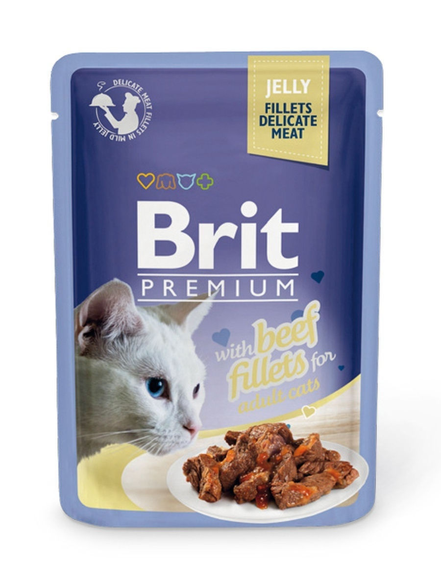 Влажный корм для кошек Brit Premium филе говядины, 85 г