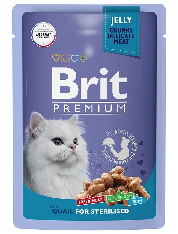 фото Влажный корм для кошек brit premium перепелка, для стерилизованных, 85 г