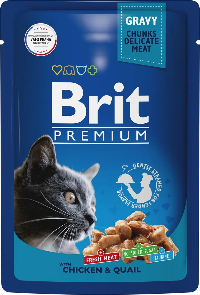 Влажный корм для кошек Brit Premium с цыпленком и перепелкой, 85 г