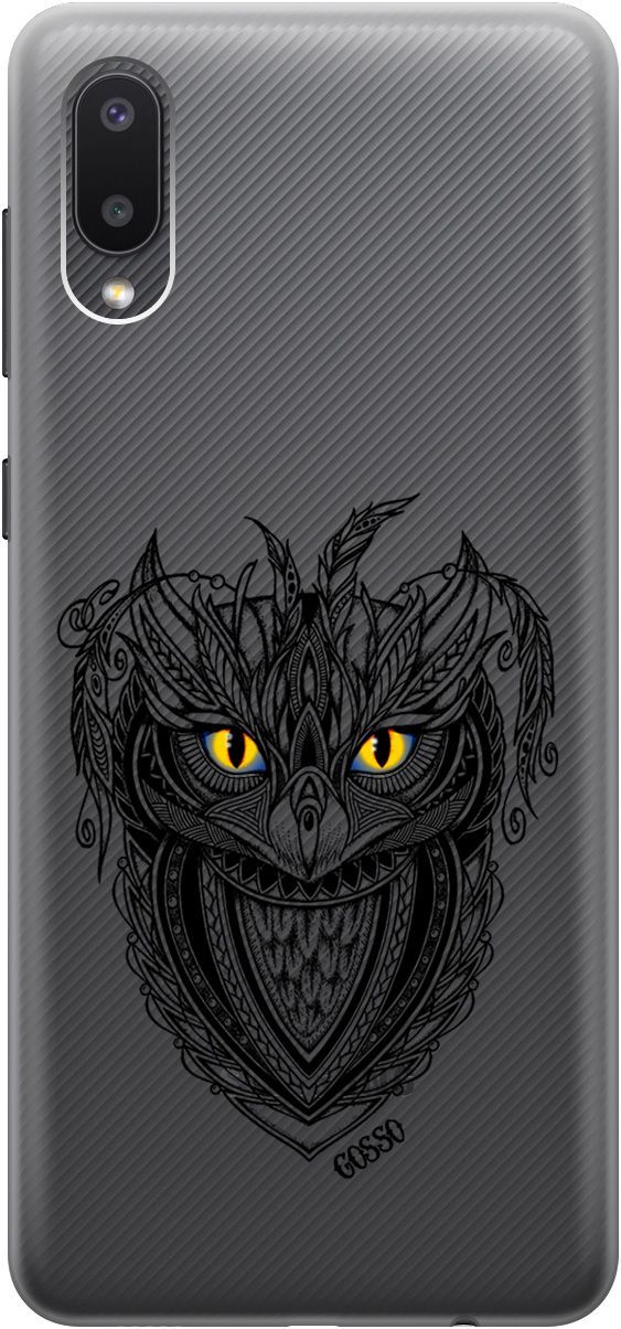 

Силиконовый чехол на Samsung Galaxy A02 "Grand Owl" прозрачный, Прозрачный;желтый, 679