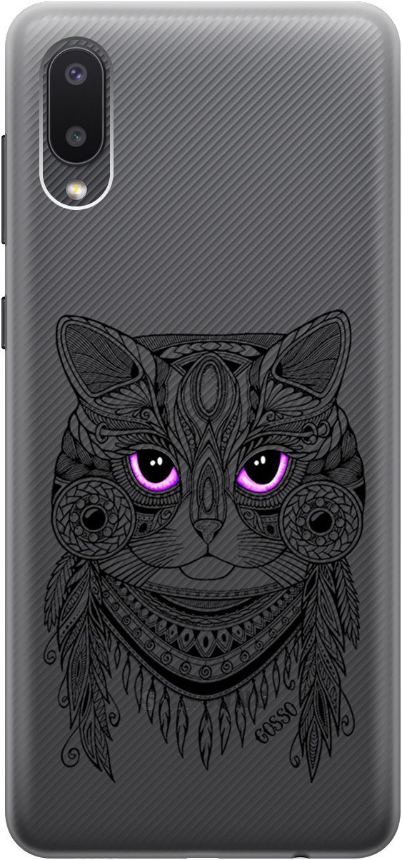 

Силиконовый чехол на Samsung Galaxy A02 "Grand Cat" прозрачный, Прозрачный;фиолетовый, 679