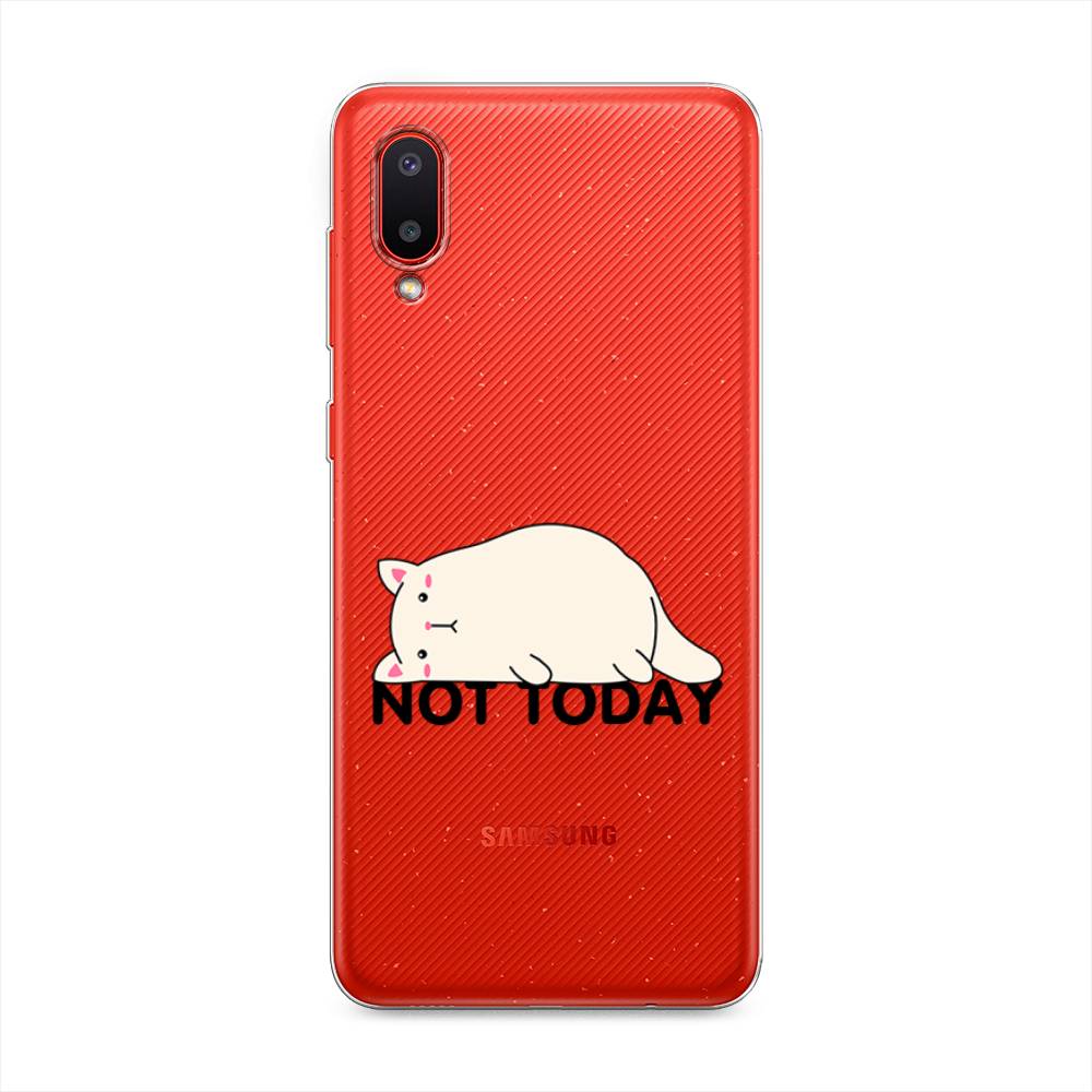 

Чехол на Samsung Galaxy A02 "Cat not today", Белый;розовый;черный, 2102550-1