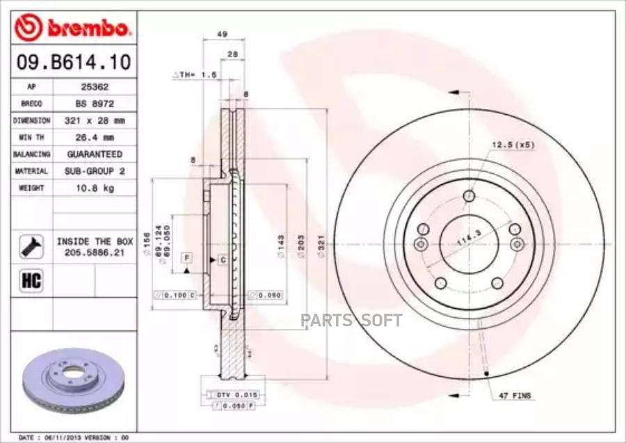 

Диск тормозной 09.b614.10