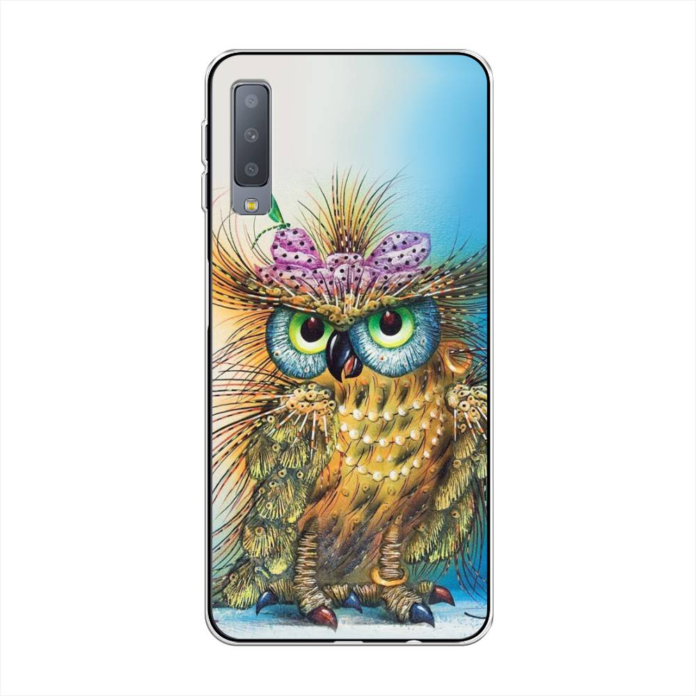 

Чехол на Samsung Galaxy A7 2018 "Модная сова", Коричневый;голубой, 26750-1