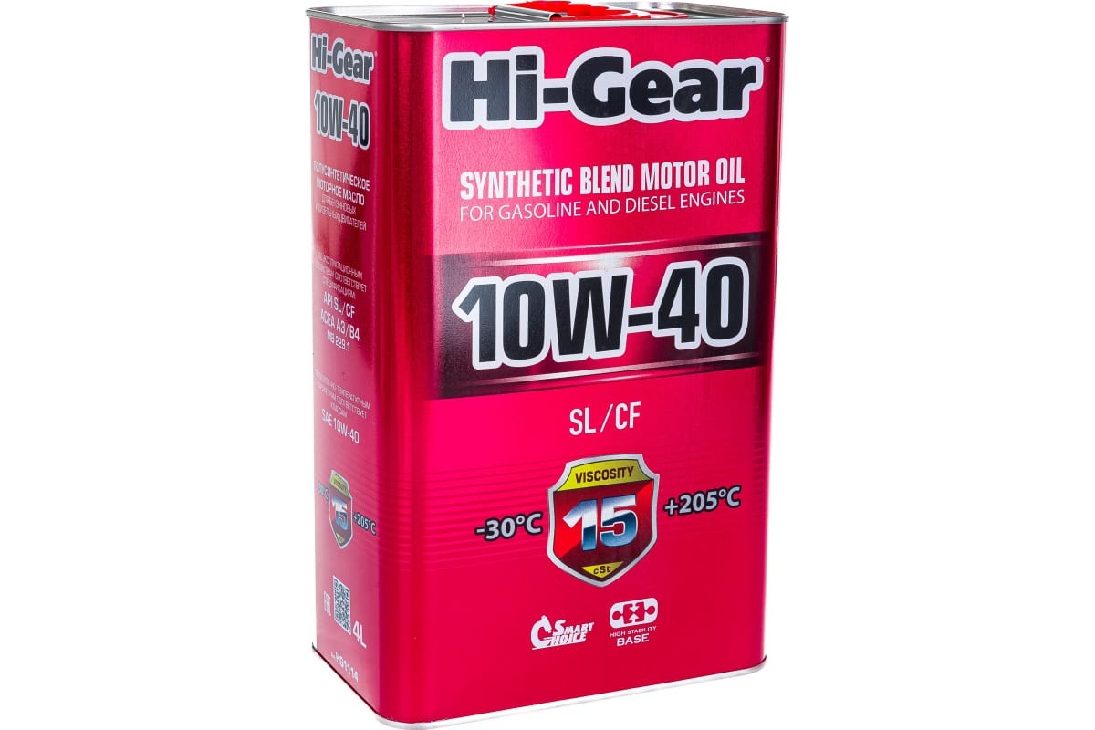 фото Hi-gear масло моторное hi-gear sl/cf 10w-40 полусинтетическое 4 л hg1114