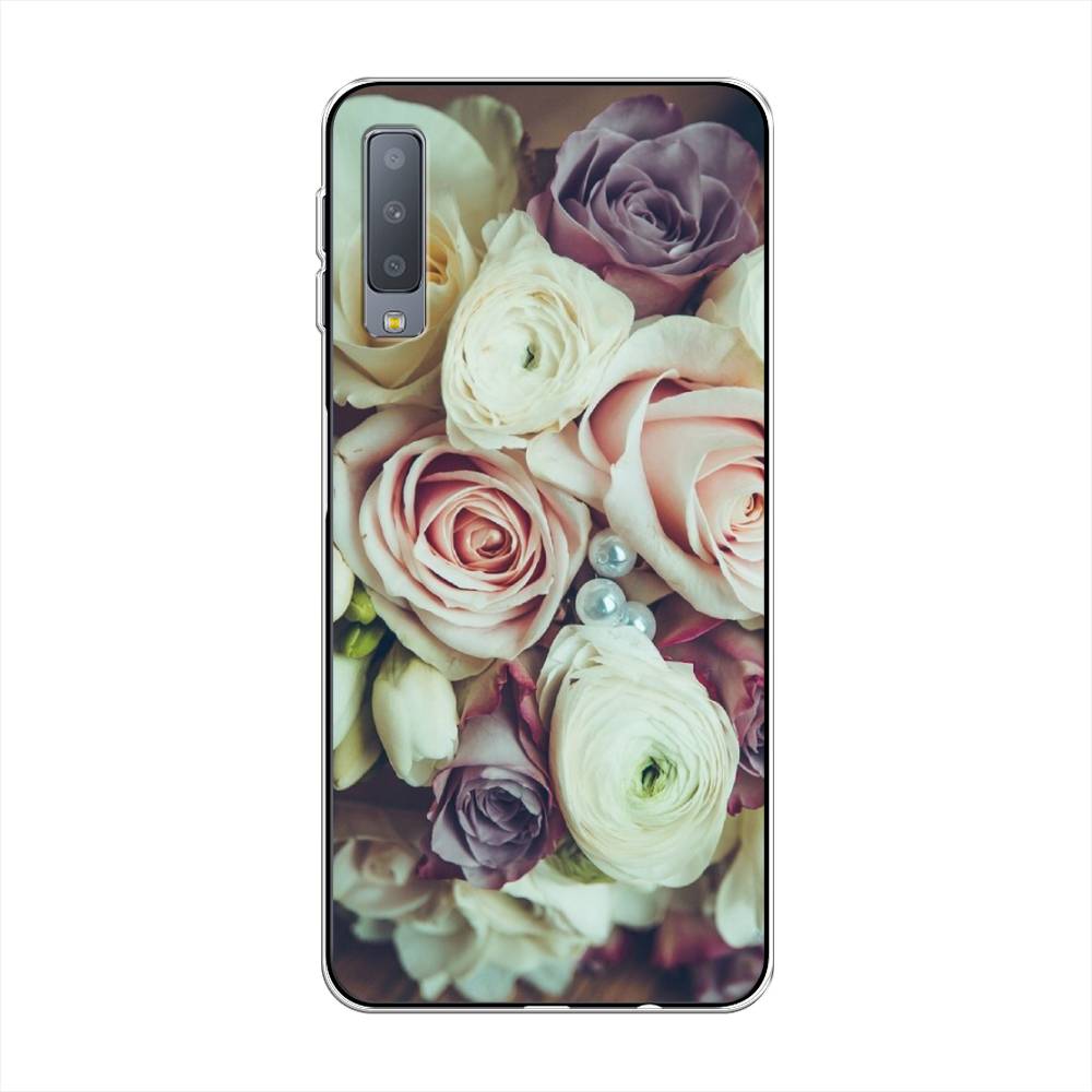 

Чехол на Samsung Galaxy A7 2018 "Свадебный букет", Белый;фиолетовый, 26750-2