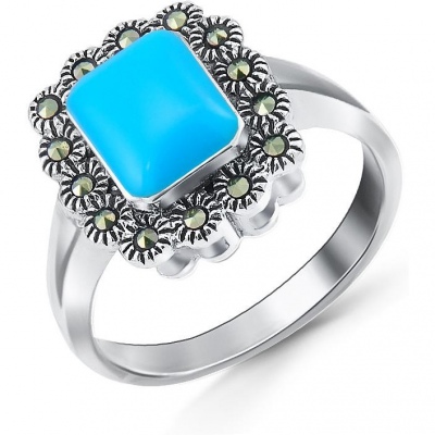 

Кольцо с марказитами и бирюзой из серебра Silver wings 210013-297-39 18,5, 210013-297-39