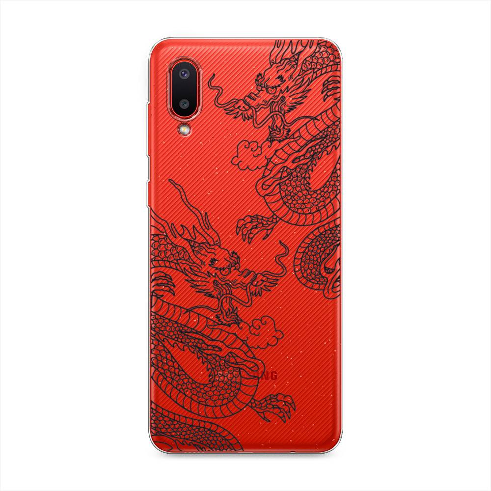 

Чехол на Samsung Galaxy A02 "Два китайских дракона", Серый;черный, 2102550-1