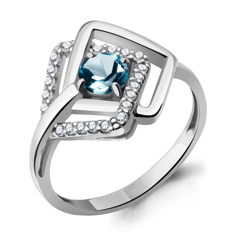 

Кольцо из серебра с топазом\фианитом Aquamarine Aquamarine 6963308А_925_р р. 19, 6963308А_925_р