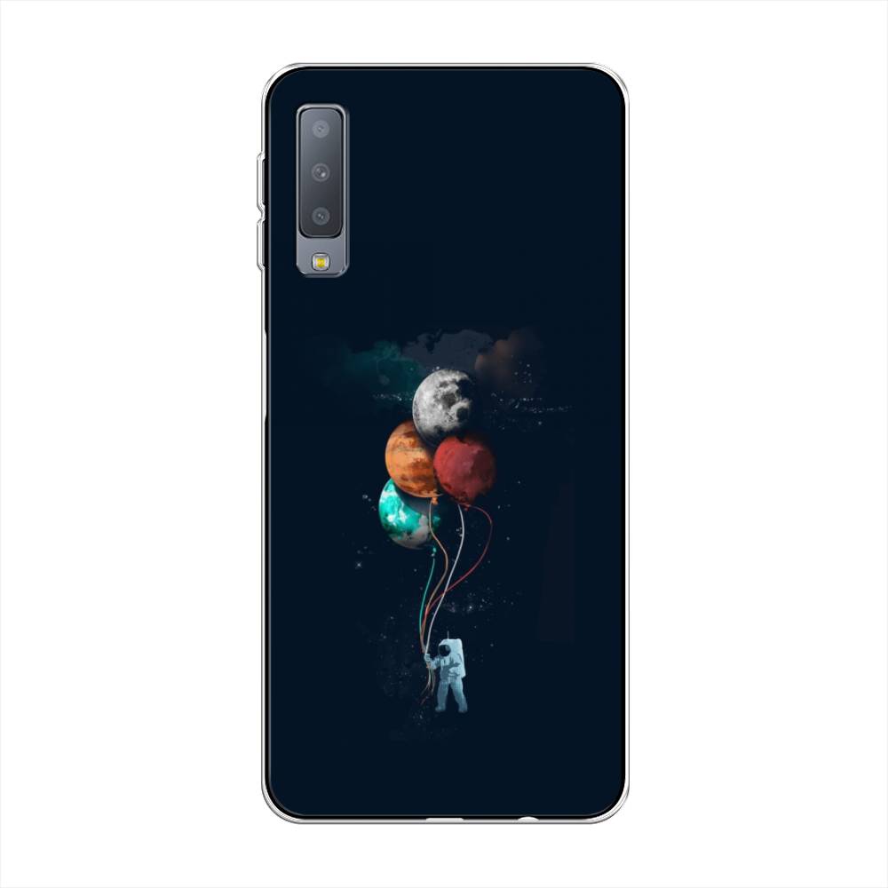 

Чехол на Samsung Galaxy A7 2018 "Космонавт с шариками", Разноцветный, 26750-4