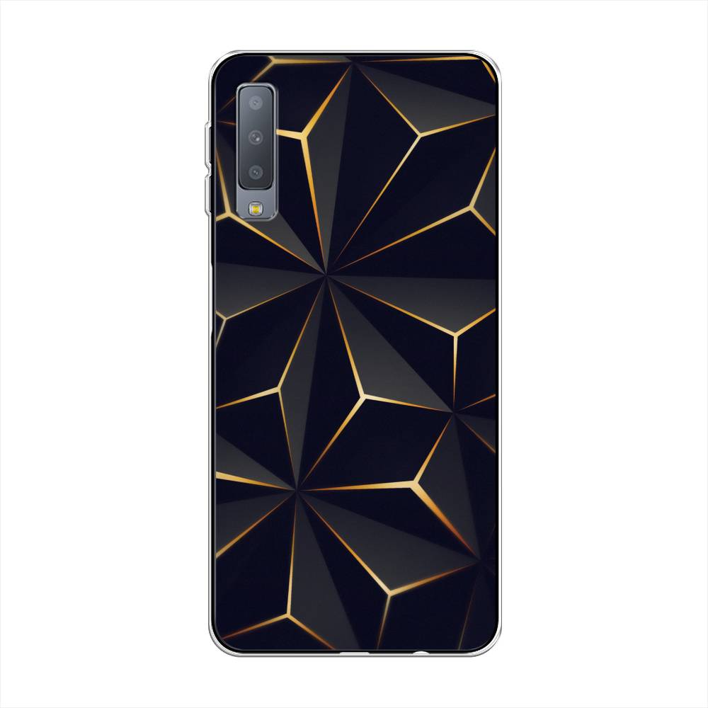 

Чехол на Samsung Galaxy A7 2018 "Черные полигоны", Золотистый;черный, 26750-3