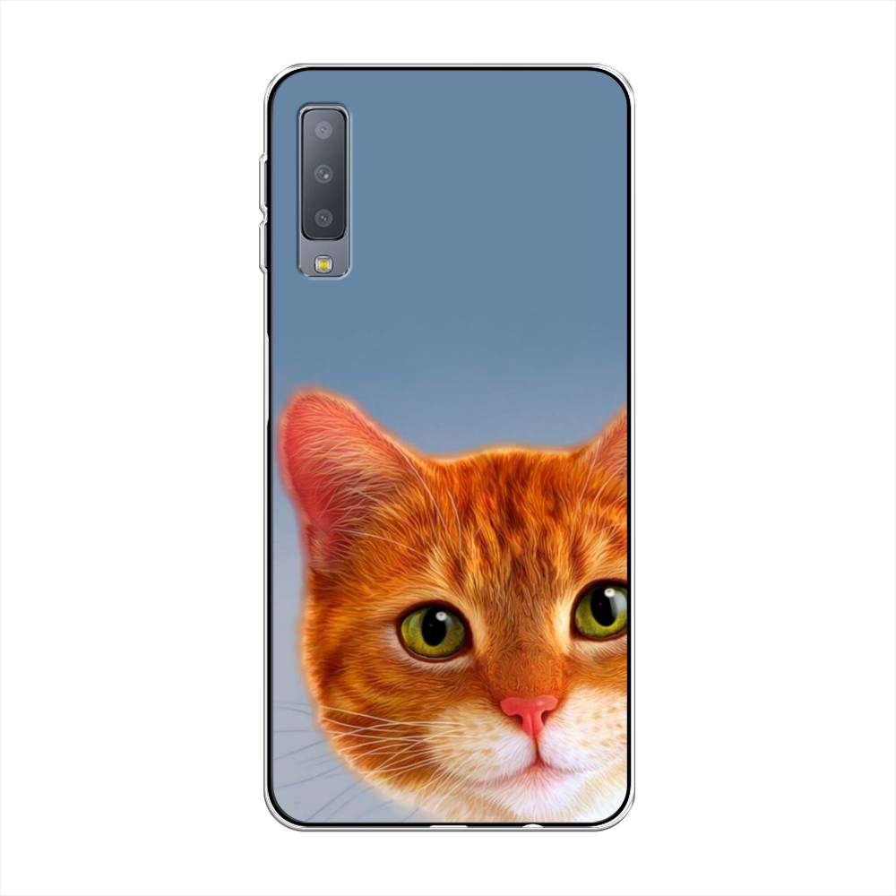 

Чехол на Samsung Galaxy A7 2018 "Любопытный котик", Коричневый, 26750-1