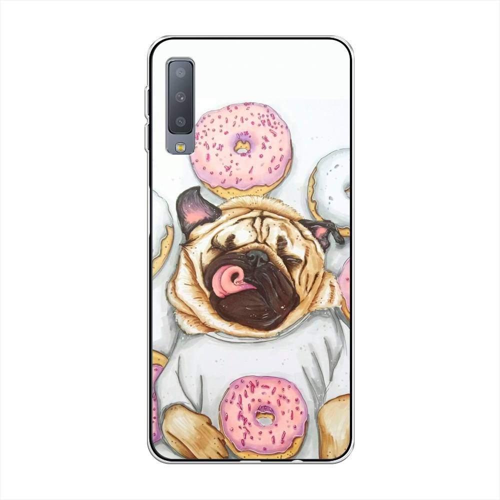 

Чехол на Samsung Galaxy A7 2018 "Счастливый мопс", Розовый;бежевый;коричневый, 26750-1