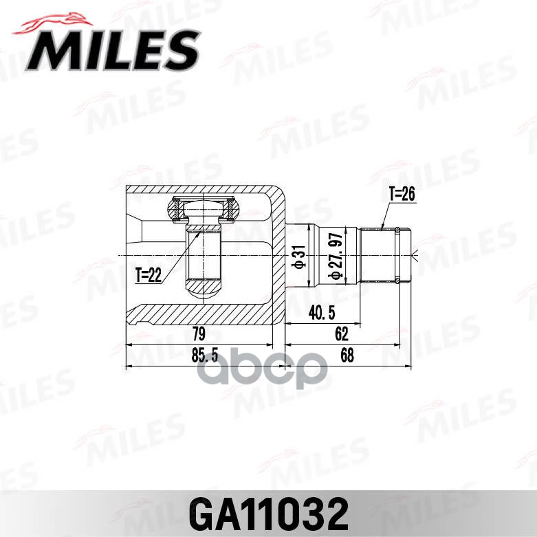 

Шрус Miles Ga11032 Vw Polo Sedan Акпп Внутрен Miles арт. GA11032