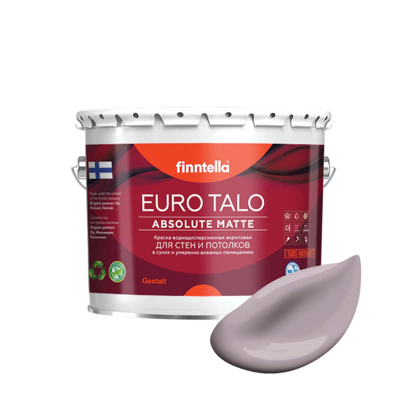 

Краска EURO TALO, цвет METTА, 2,7л, Розовый, экстраматовая EURO TALO FlatMatte для гостиной и спальни