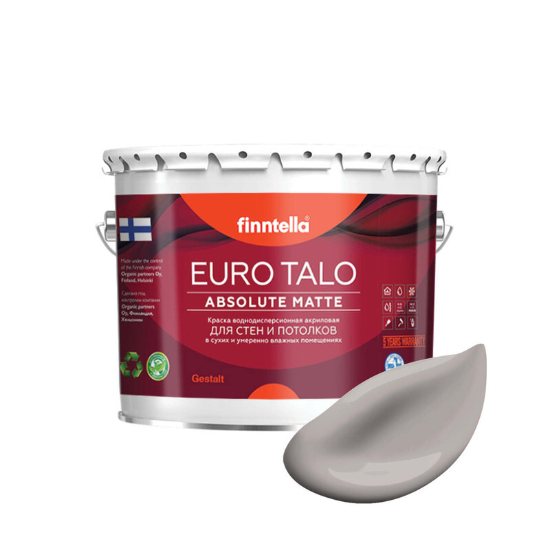 

Краска EURO TALO, цвет LAVENTELI PITSI, 2,7л, Коричневый, экстраматовая EURO TALO FlatMatte для гостиной и спальни