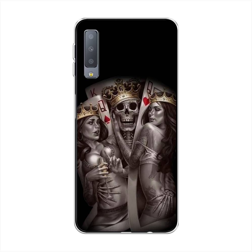 

Чехол на Samsung Galaxy A7 2018 "Карты король и королевы", Серый;желтый, 26750-6
