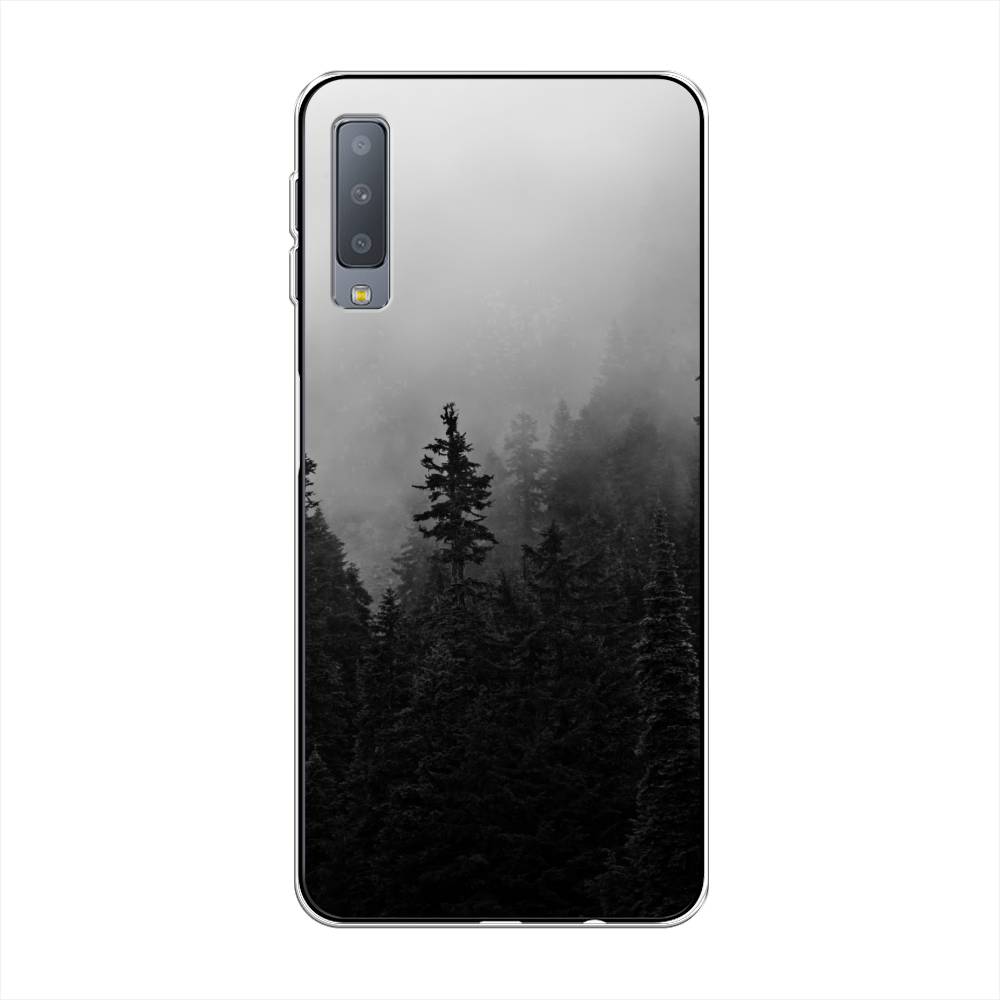 

Чехол на Samsung Galaxy A7 2018 "Туманный лес", Серый;черный, 26750-2