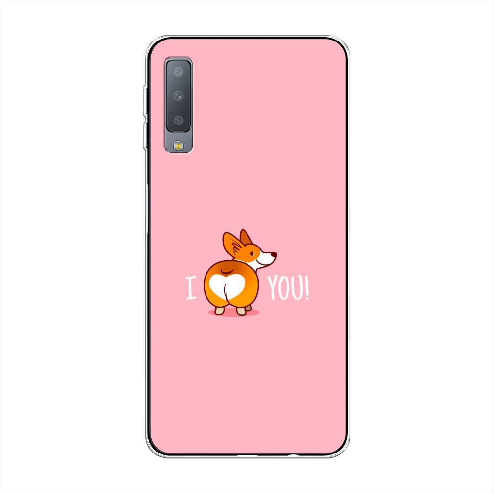 

Чехол на Samsung Galaxy A7 2018 "Корги I love you", Розовый;коричневый;белый, 26750-1