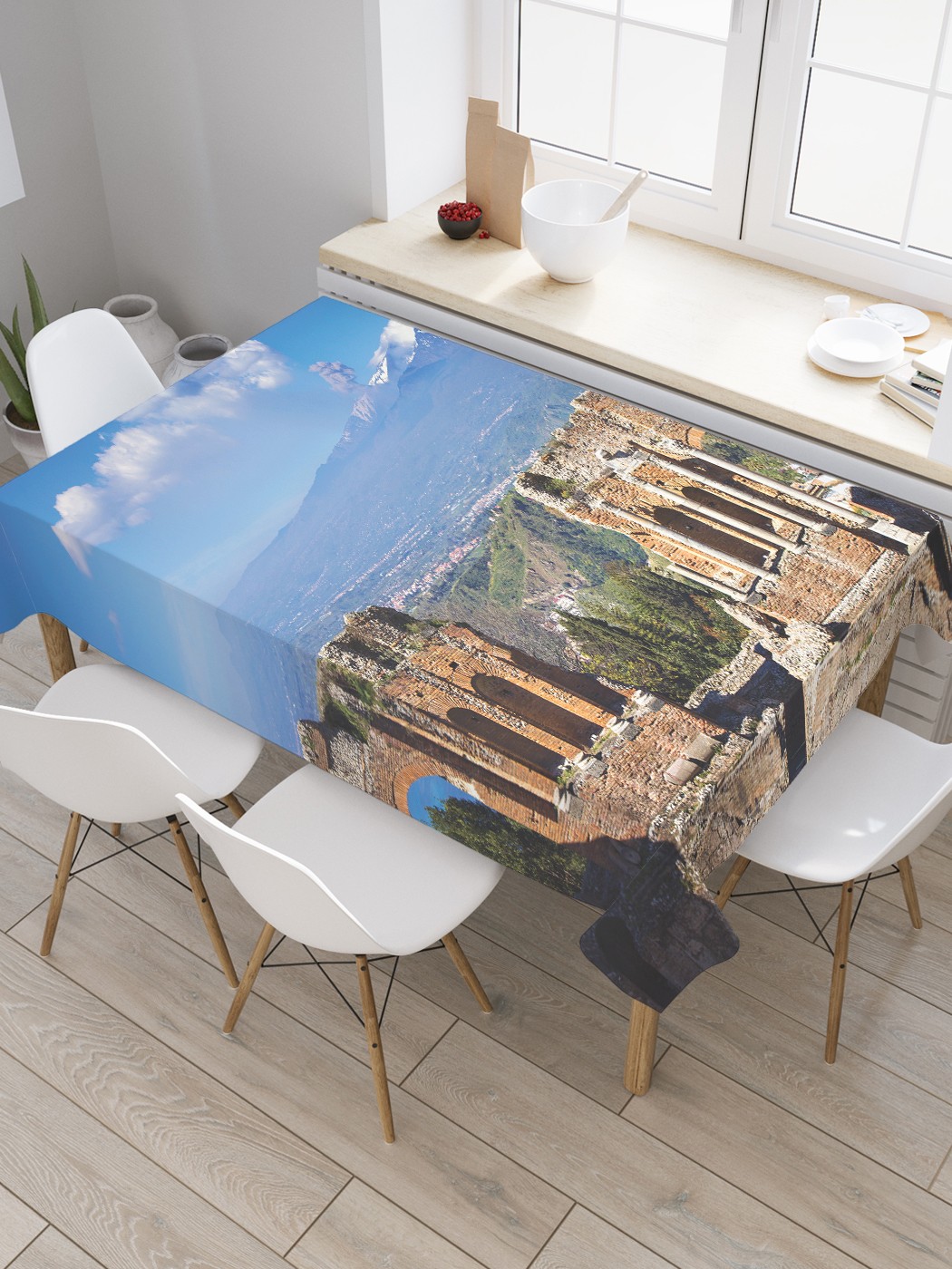 

Скатерть прямоугольная JoyArty "Сицилийская Таормина" из оксфорда, 120x145 см, Голубой, Сицилийская Таормина