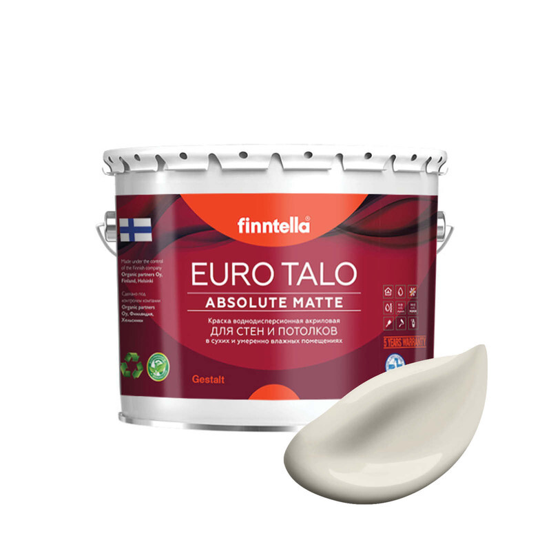 

Краска EURO TALO, цвет KUISKAUS, 2,7л, Бежевый, экстраматовая EURO TALO FlatMatte для гостиной и спальни