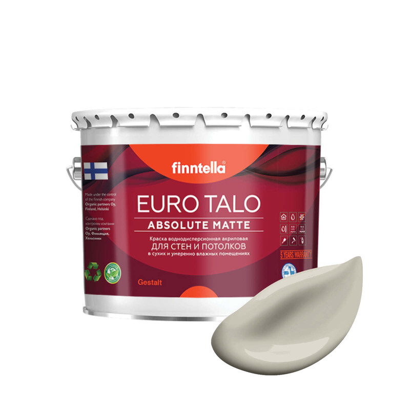 

Краска EURO TALO, цвет TINA, 2,7л, Бежевый, экстраматовая EURO TALO FlatMatte для гостиной и спальни