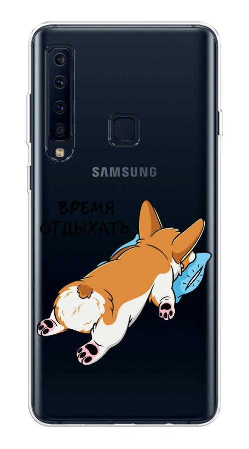 

Чехол на Samsung Galaxy A9 2018 "Корги отдыхает", Черный;коричневый;голубой, 26650-1