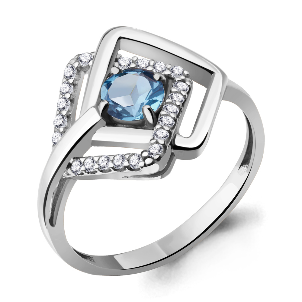 

Кольцо из серебра с топазом\фианитом Aquamarine Aquamarine 6963305А_925_р р. 18,5, 6963305А_925_р
