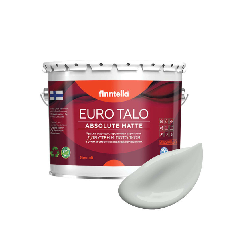 

Краска EURO TALO, цвет TUHKA, 2,7л, Серый, экстраматовая EURO TALO FlatMatte для гостиной и спальни