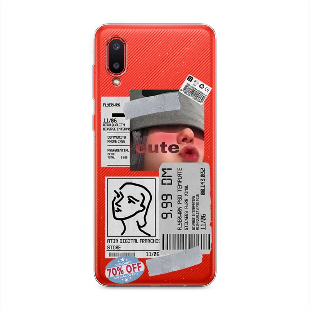 

Чехол на Samsung Galaxy A02 "Cute girl collage", Розовый;серый;голубой, 2102550-6