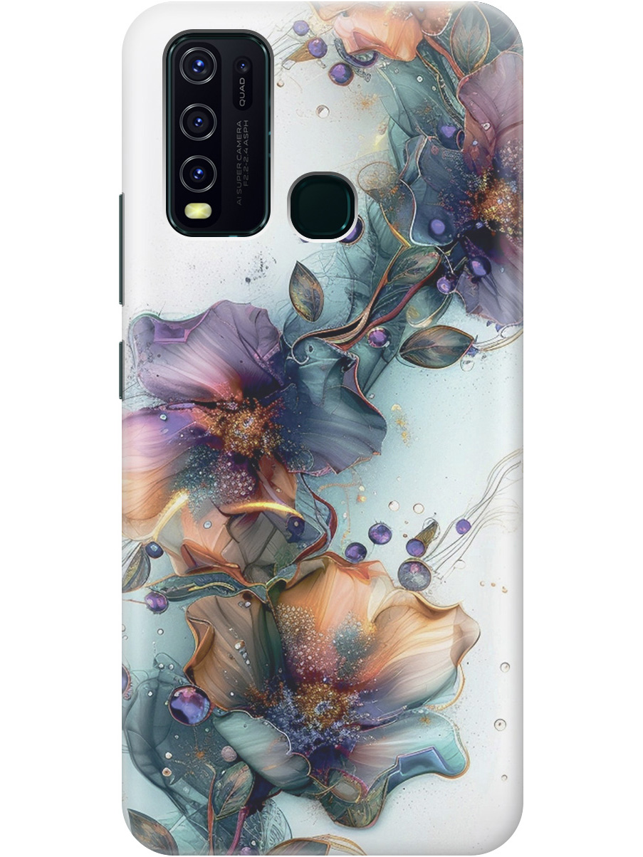 

Силиконовый чехол на Vivo Y30 с принтом "Мистические цветы", Прозрачный;белый;зеленый, 725455910