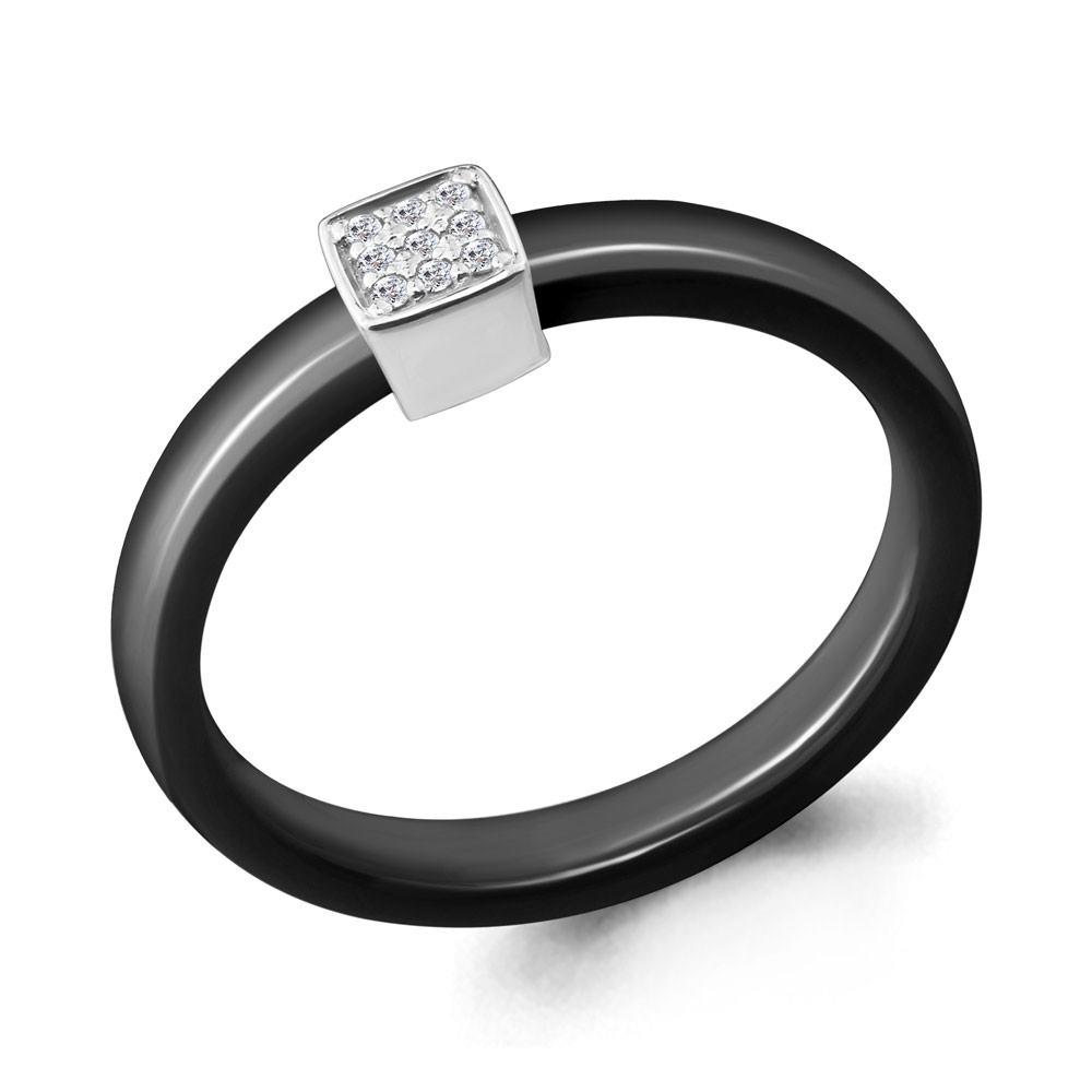

Кольцо из серебра\керамики с фианитом Aquamarine Aquamarine 68449_925_р р. 17, 68449_925_р