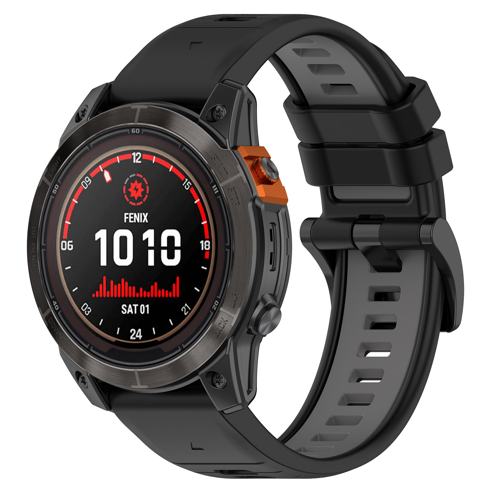 Двухцветный ремешок для Garmin Fenix 7X, 7X Pro, 7S Pro, 20 мм, черно-серый 600013135864 серый,  черный