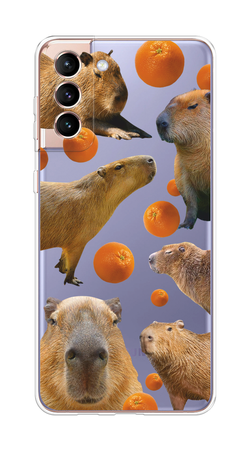 

Чехол на Samsung Galaxy S21 Plus "Капибара и апельсины", Бежевый;оранжевый, 2102150-1