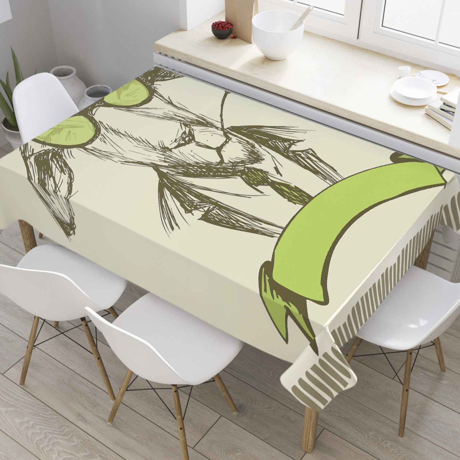 

Скатерть прямоугольная JoyArty "Серьезный козел" из оксфорда, 120x145 см, Зеленый, Серьезный козел