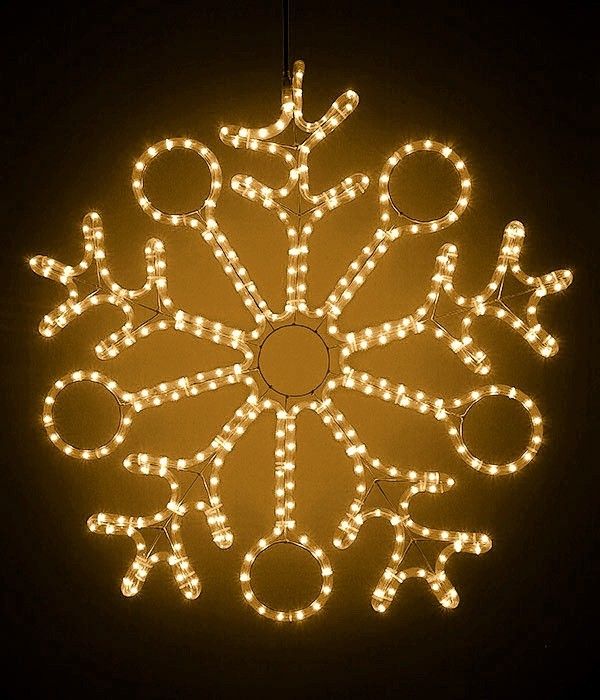 

Светодиодная СНЕЖИНКА C КОЛЬЦАМИ, дюралайт, теплые белые LED-огни, 80 см, BEAUTY LED, LC-13050