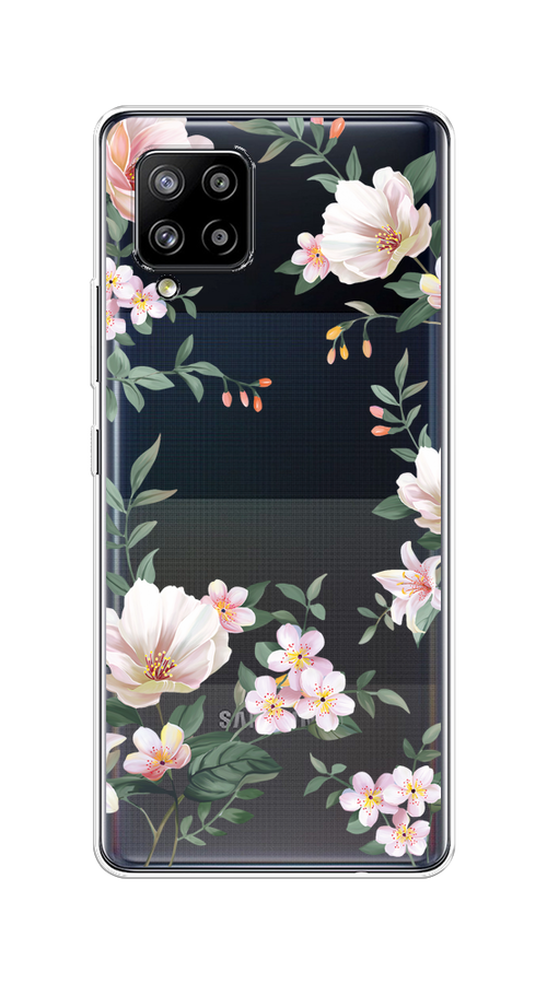 

Чехол на Samsung Galaxy A42 "Beautiful white flowers", Бежевый;зеленый, 2101750-1